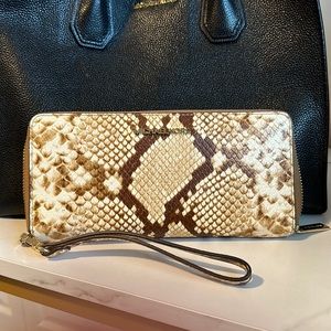 Michael Kors Jet Set Travel Large Python Embossed Leather Wristlet